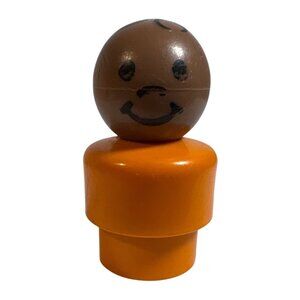 Little People African American Boy Orange Body Vintage Fisher-Price